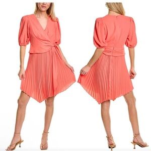 NWT BCBG MAXAZRIA Faux Wrap Dress Pleated Side Tie Sz 6